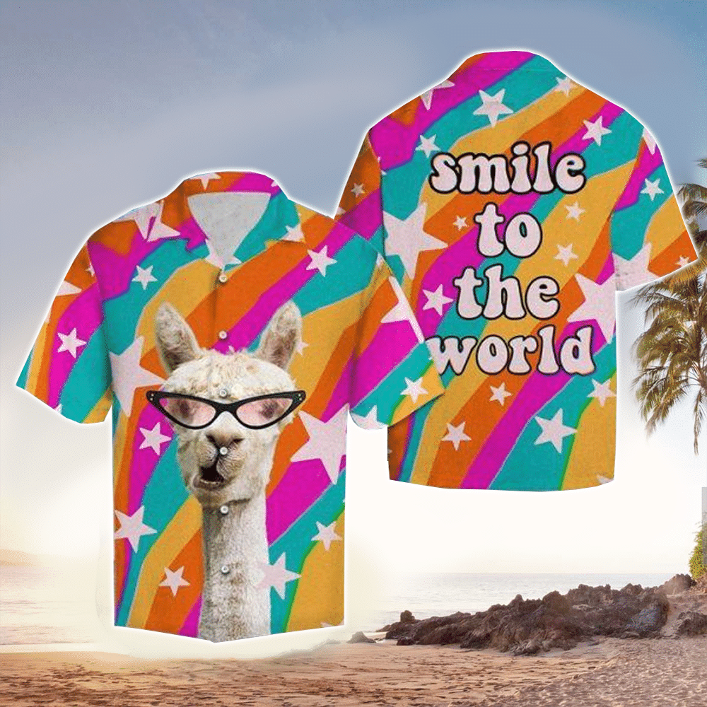 Llama Smile To The World Hawaiian Shirt HO1170