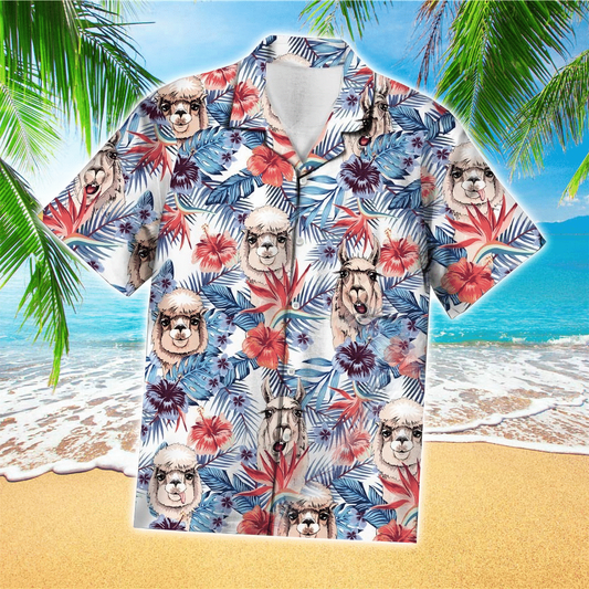 Llama Tropical Blue Amazing Design Unisex Hawaiian Shirt HO1169