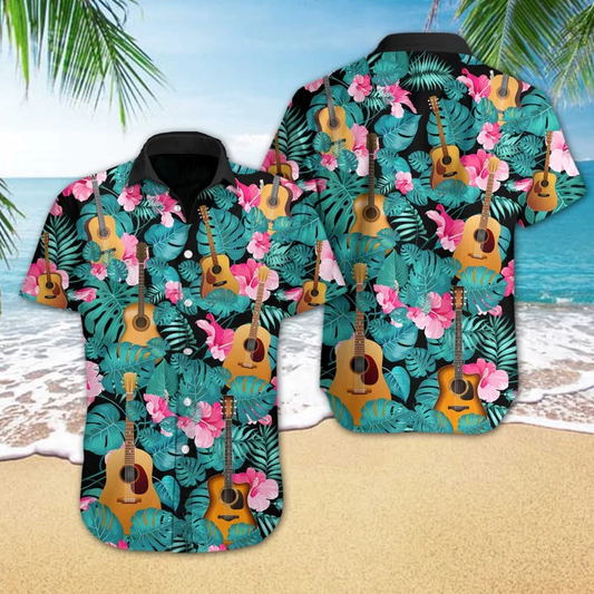 Love Music Guitar Tropical Design Hawaiian Shirt HO1880