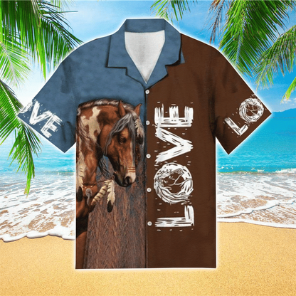 Gift for horse lovers, This Girl Runs On Jesus And Horse Black Brown Hawaiian Shirt HO2196