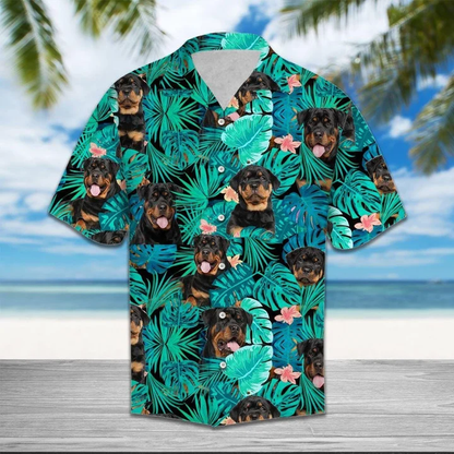 Love Rottweiler Tropical Jungle Hawaiian Shirt HO1978