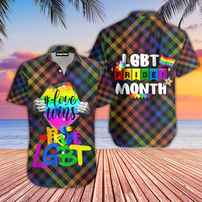 Rainbow Color LGBT Aloha Hawaiian Shirts For Men & For Women HO1448