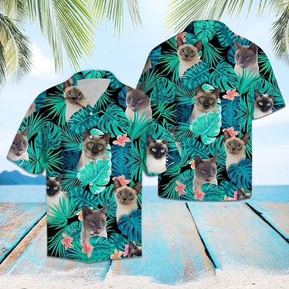 Lovely Siamese Tropical Jungle Design Hawaiian Shirt HO2172