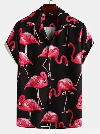 Mens Summer Flamingo Hawaiian Shirt, Summer gift for Men and women HO0569