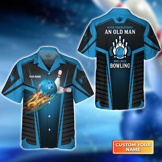 Never Underestimate an Old Man Who Loves Bowling Personalized Name 3D Hawaiian Shirt HO3159