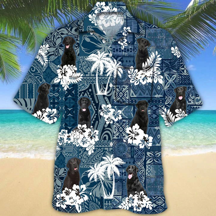 Black Labrador Hawaiian Shirt With Pocket, Black Dog Hawaii Shirts, Hawaii Dog Shirts HO4877