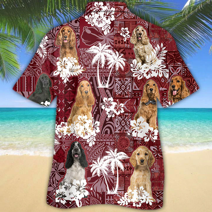 Cocker Spaniel red Hawaiian Shirt, Gift for Dog Lover Shirts, Animal Summer Shirts, Hawaiian Shirt Men HO1268