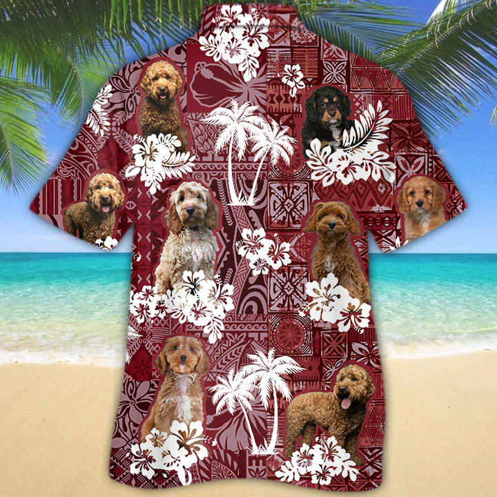 Cavapoo Red Hawaiian Shirt, Gift for Dog Lover Shirts, Animal Summer Shirts, Hawaiian Shirt Men HO1287