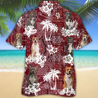 American Staffordshire Terrier Red Hawaiian Shirt, Hawaiian shirt For men, Women, Aloha Shirt For Summer HO1305