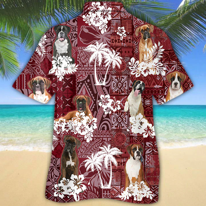 Boxer Dog Hawaiian Shirt, Gift for Dog Lover Shirts, Animal Summer Shirts, Hawaiian Shirt Men HO1274