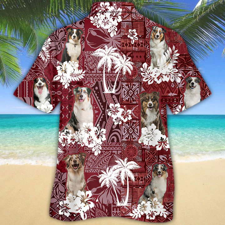 Australian Shepherd Red Hawaiian Shirt, Hawaiian shirt For men, Women, Aloha Shirt For Summer HO1308