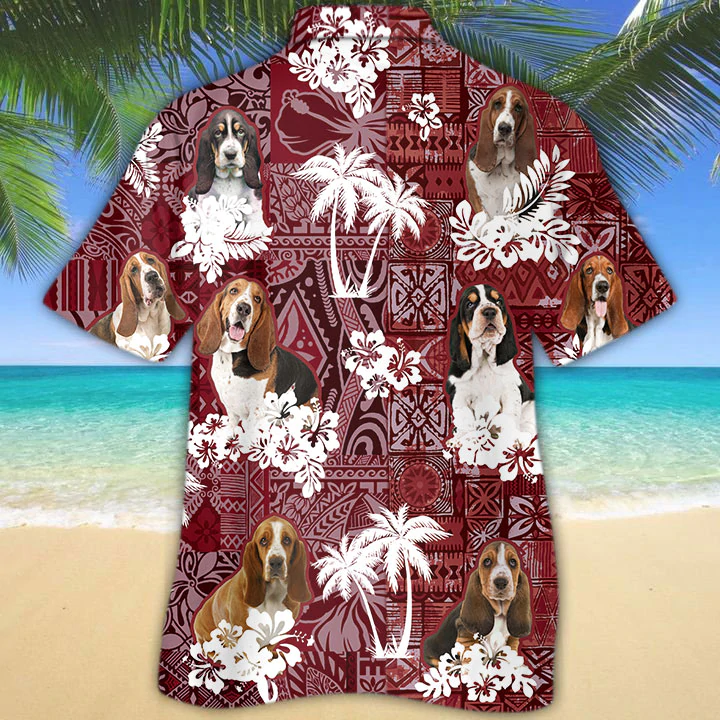 Basset Hound Red Hawaiian Shirt, Hawaiian shirt For men, Women, Aloha Shirt For Summer HO1316