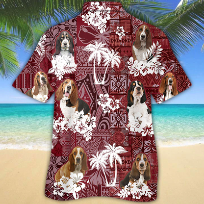Basset Hound Red Hawaiian Shirt, Hawaiian shirt For men, Women, Aloha Shirt For Summer HO1316