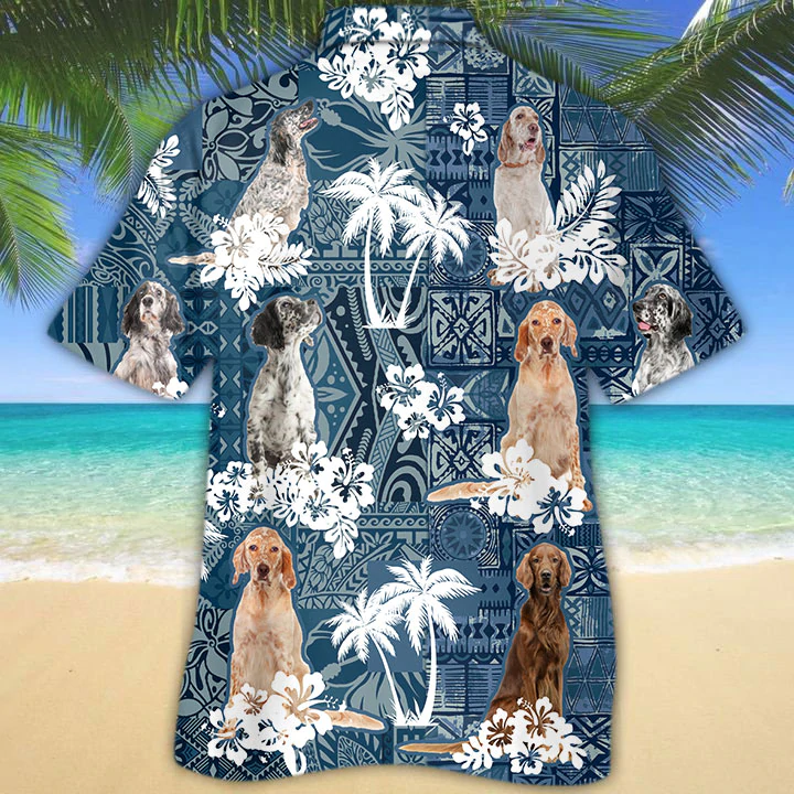 English Setter Hawaiian Shirt, Dog Hawaiian Shirt Men, Short Sleeve Hawaiian Aloha Shirt HO2428