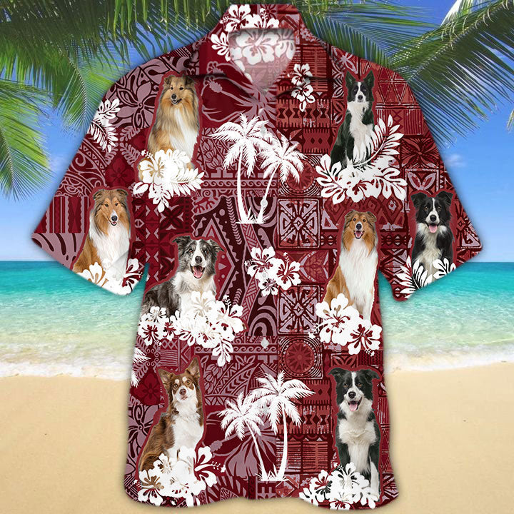 Collie Hawaiian Shirt, Lasfour Dog In Hawaii Shirt Trilbal Pattern HO5181