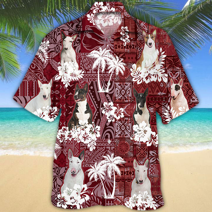Bull Terrier Hawaiian Shirt, Cute Dog Hawaiian Shirt Short Sleeve HO5169