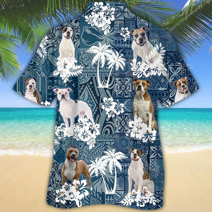 American Bulldog Hawaiian Shirt, Dog Hawaiian Shirt Pattern, Dog Full Print Hawaiian Shirt HO4860