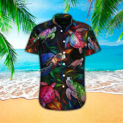 Turtle Flag American Summer 3D Print Polyester Hawaiian Shirt HO1173