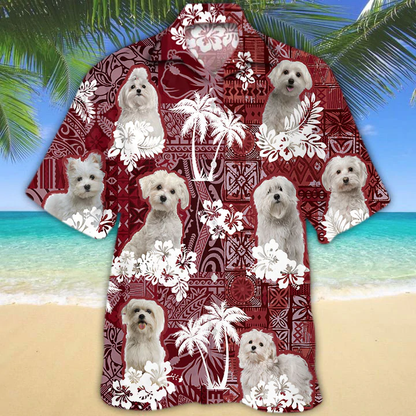 Maltese Hawaiian Shirt, Gift for Dog Lover Shirts, Maltese Beach Shirt, Men's Hawaiian shirt HO1242