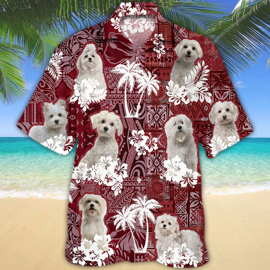 Maltese Hawaiian Shirt, Gift for Dog Lover Shirts, Maltese Beach Shirt, Men's Hawaiian shirt HO1242