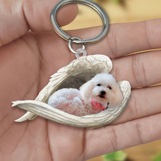Maltipoo Sleeping Angel Acrylic Keychain Dog Sleeping keychain Lasfour KO0196