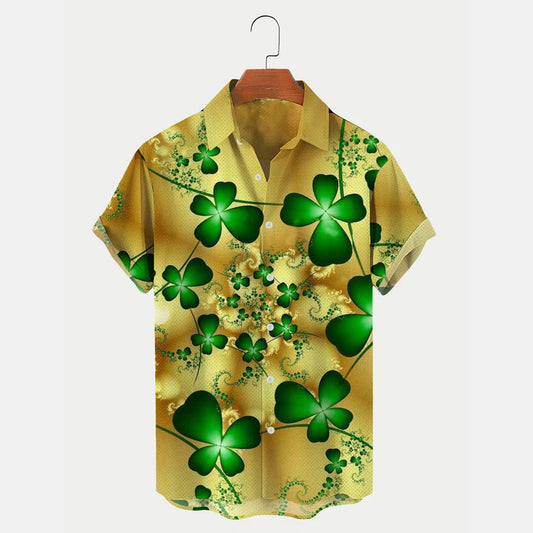 St. Patrick's Day Shamrock Print Men's Hawaiian Shirt, Hawaiian shirt for Men and women PO0114