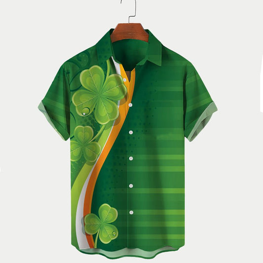 Men's St. Patrick's Day Shamrock Print Hawaiian Shirt, St. Patrick's Day Hawaiian shirt for Men PO0095