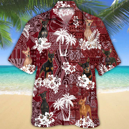 Miniature Pinscher Hawaiian Shirt, Gift for Dog Lover Shirts, Men's Hawaiian shirt, Summer Hawaiian Aloha Shirt HO1215