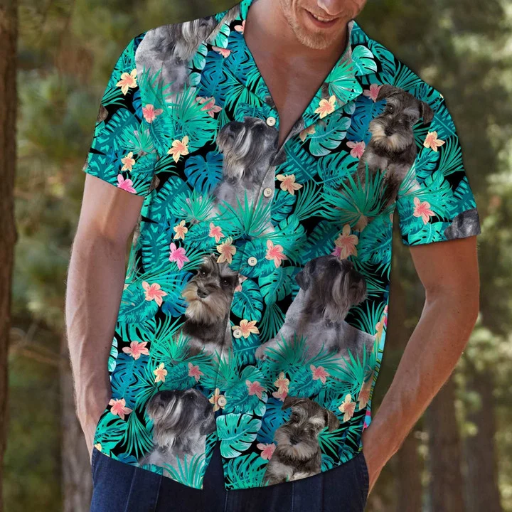 Miniature Schnauzer Mix Native Tropical Hawaiian Shirt HO2373