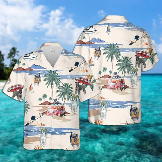 Miniature Schnauzer Summer Beach Hawaiian Shirt, Hawaiian Shirts for Men women Short Sleeve Aloha Beach Shirt HO0901