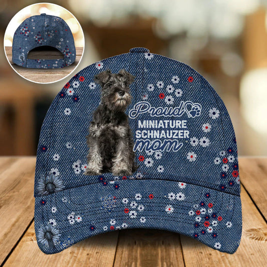 Miniature Schnauzer In Baseball Cap Hat, Cap Hat For Mom, Dog Cap Hat Flower Pattern CO0595