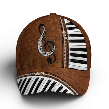 Piano Music Theme Leather Style Vintage Baseball Cap Lasfour CO0827
