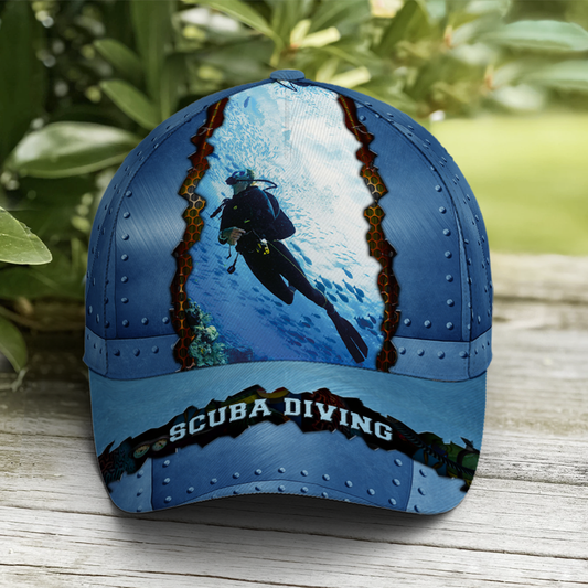 Scuba Diving Metallic Blue Baseball Cap Lasfour CO0837