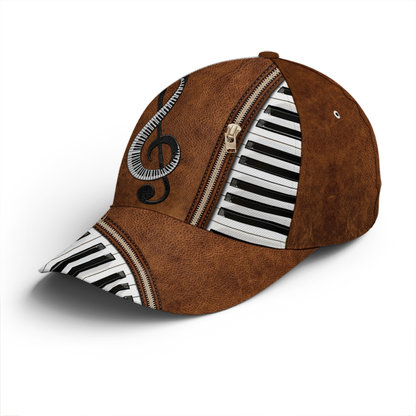 Piano Music Theme Leather Style Vintage Baseball Cap Lasfour CO0827