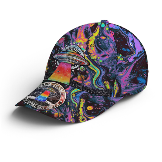 Get In Loser Psychedelic Style Spaceship Baseball Cap Lasfour CO0697
