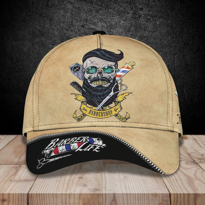 Customized 3D All Over Print Baseball Skull Barber Cap, Barber Skull Cap Hat, Cap For Barber Man CO0416