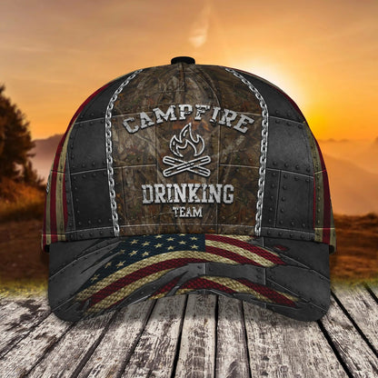Personalized Campfire Baseball Cap Hat, Camper Cap, Camping Hat For Travel Summer CO0570