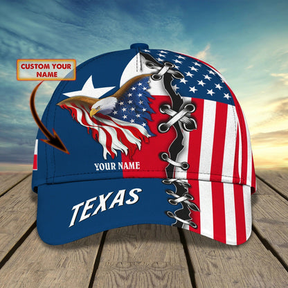 Personalized God Bless Texas 3D Full Print Baseball Cap, Texas American Pride Cap Hat, Texas Cap Hat CO0417