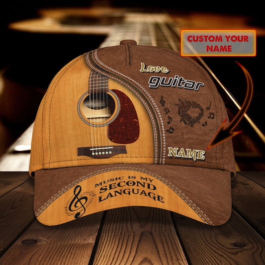 Personalized Guitar 3D Full Print Cap Hat For Musican, Guitarist, Music Is My Second Language, Music Lover Gift CO0428