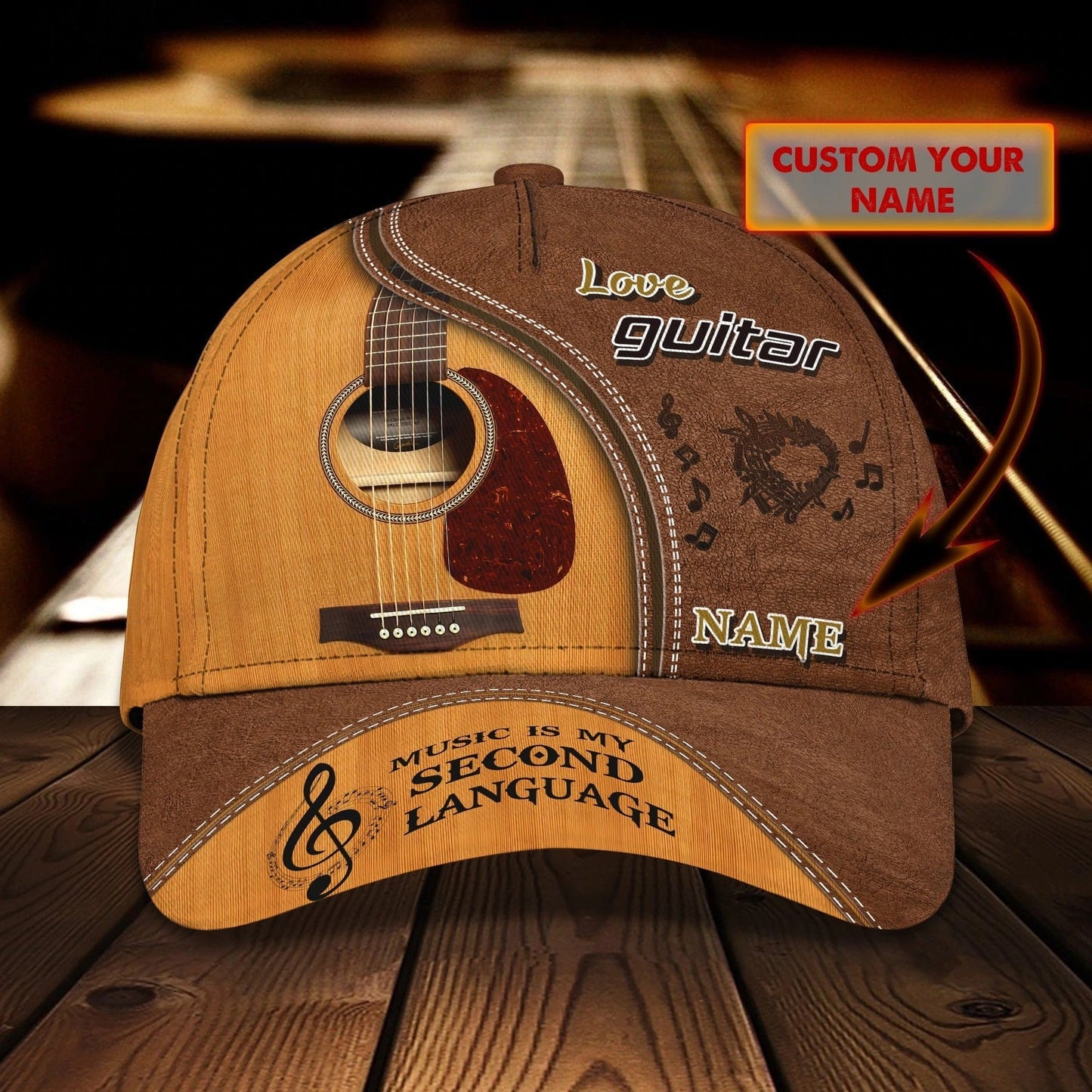 Custom Name Funny Gift For Guitar Man, Guitarist Baseball 3D Cap, Where World Fall Music Speak, Musican Cap CO0435