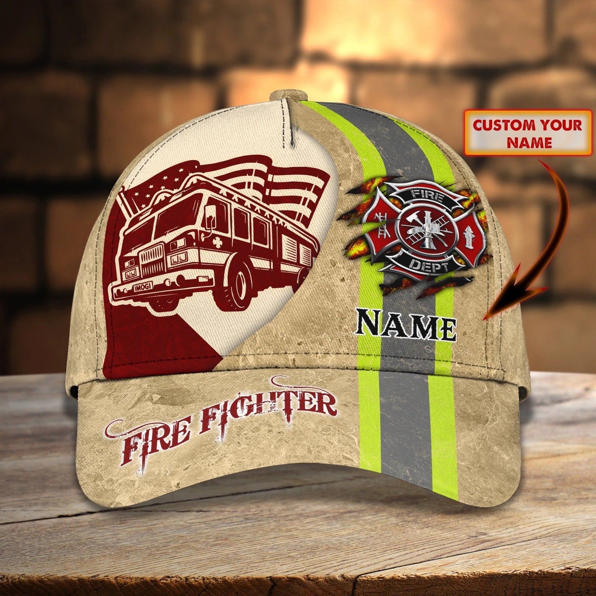 Personalized Firefighter 3D Full Print Baseball Cap Hat, Fire Man Cap ...