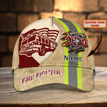 Personalized Firefighter 3D Full Print Baseball Cap Hat, Fire Man Cap Hat, Gift To Fireman Husband CO0408