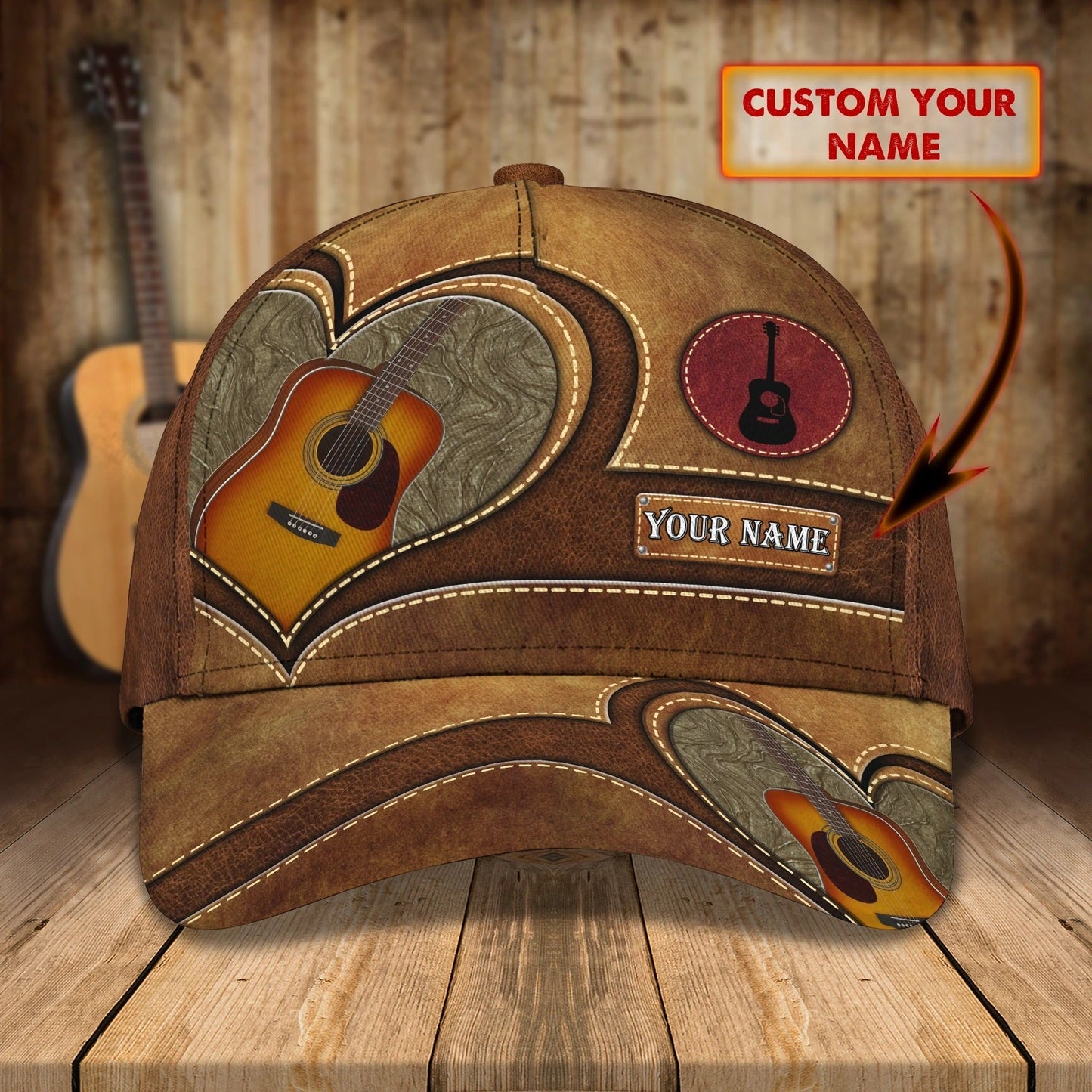 Custom Guitar Cap Hat Or Guitarist Man Travel Summer Cap Hat, Present To Guitar And Music Lovers CO0431