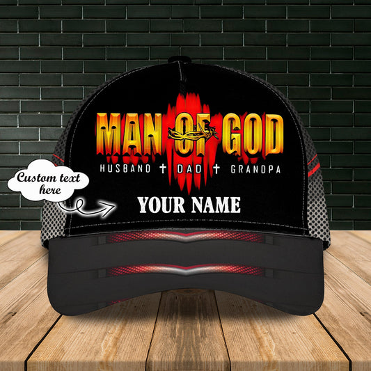 Personalized Man Of God Cap Hat, 3D Baseball Cap Hat For Father, Classic Dad Cap, Dad Hat CO0528