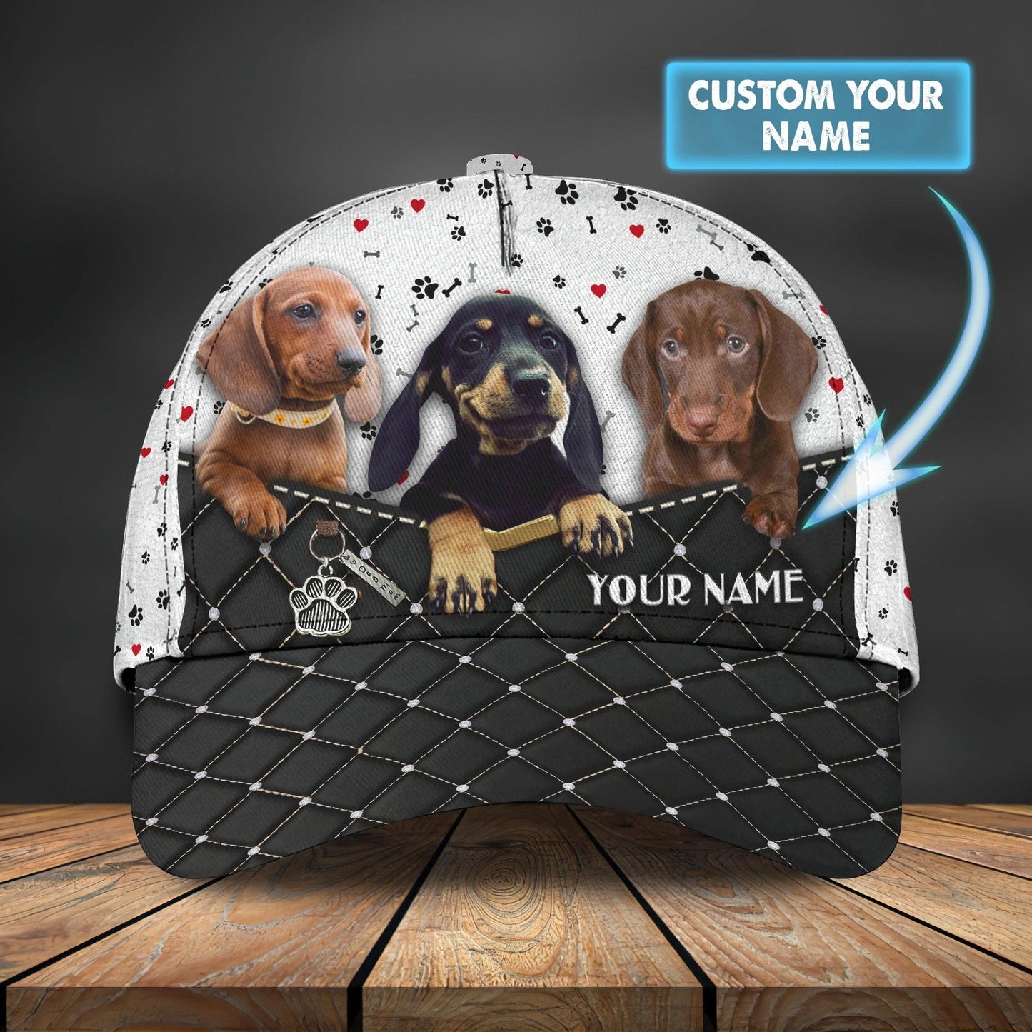 Personalized Baseball Dachshund Cap Hat For Dog Lover, 3D Full Print Dachshund Dog Cap Hat CO0133