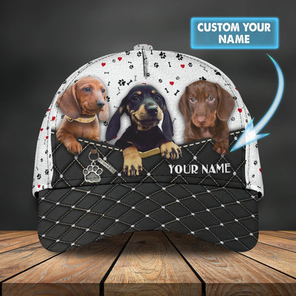 Personalized Baseball Dachshund Cap Hat For Dog Lover, 3D Full Print Dachshund Dog Cap Hat CO0133