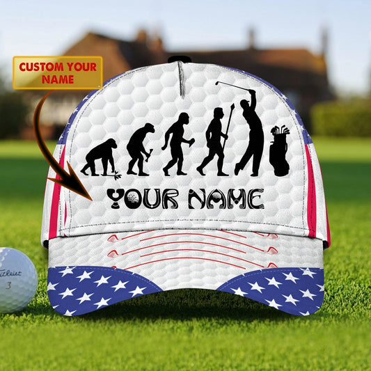 Personalized Progress Of A Golf Master 3D Cap Hat, I Love Golf Full Print White Cap Hat CO0373