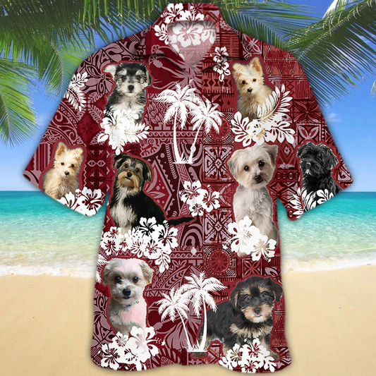 Morkie Hawaiian Shirt, Gift for Dog Lover Shirts, Men's Hawaiian shirt, Summer Hawaiian Aloha Shirt HO1214