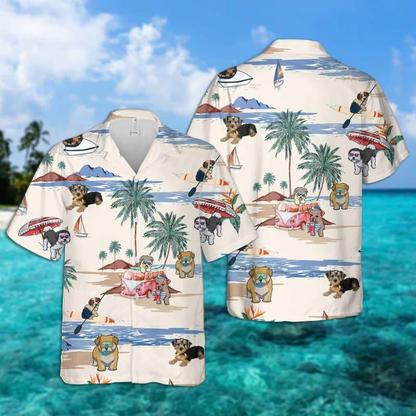 Morkie Summer Beach Hawaiian Shirt, Hawaiian Shirts for Men women Short Sleeve Aloha Beach Shirt HO0900