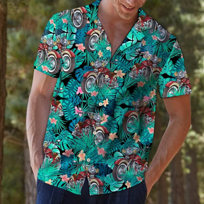Motorbike Tropical Palm Tree Leaves Summer Aloha Hawaiian Shirt, Summer aloha hawaii shirt for Men women HO1723